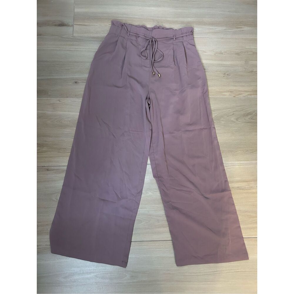 NEW High Waisted Dress Pants Career Wide Leg Trousers L